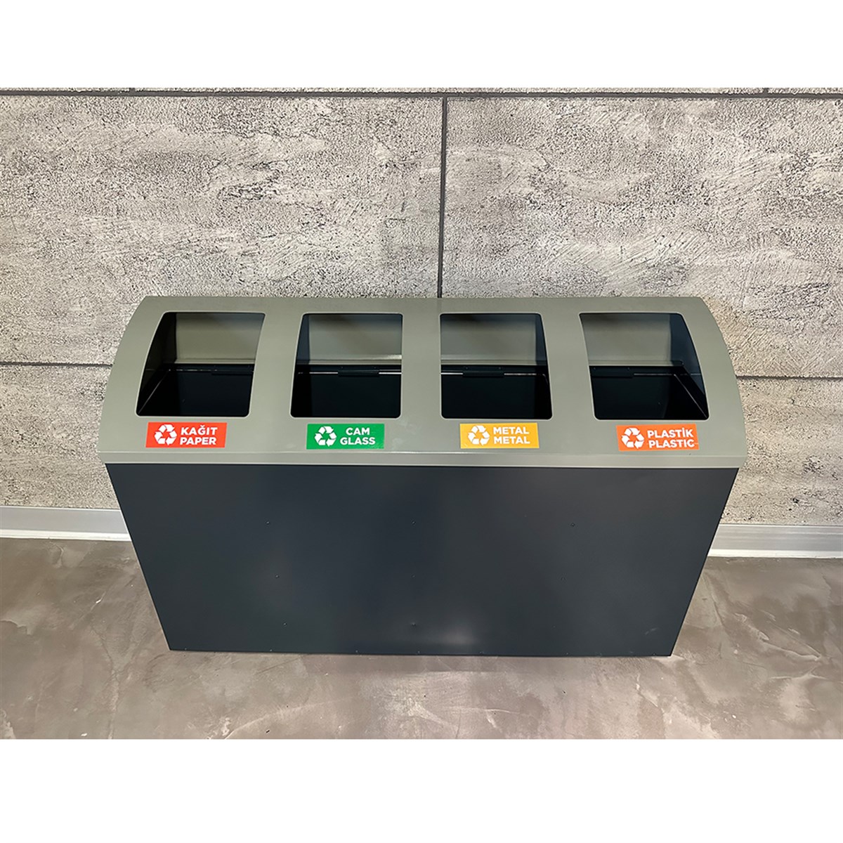 Maxiflow 4 Bölmeli Boyalı Geri Dönüşüm Atık Kovası Oval Kapak 32555 küçük görsel