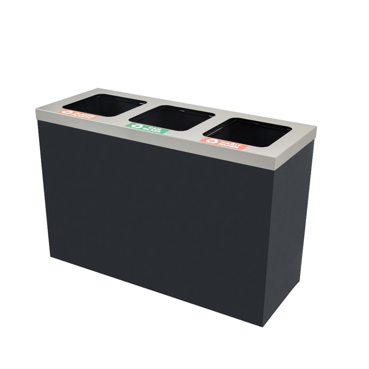 Maxiflow 3 Bölmeli Boyalı Geri Dönüşüm Atık Kovası Dkp Kare Kapak 33817 görseli