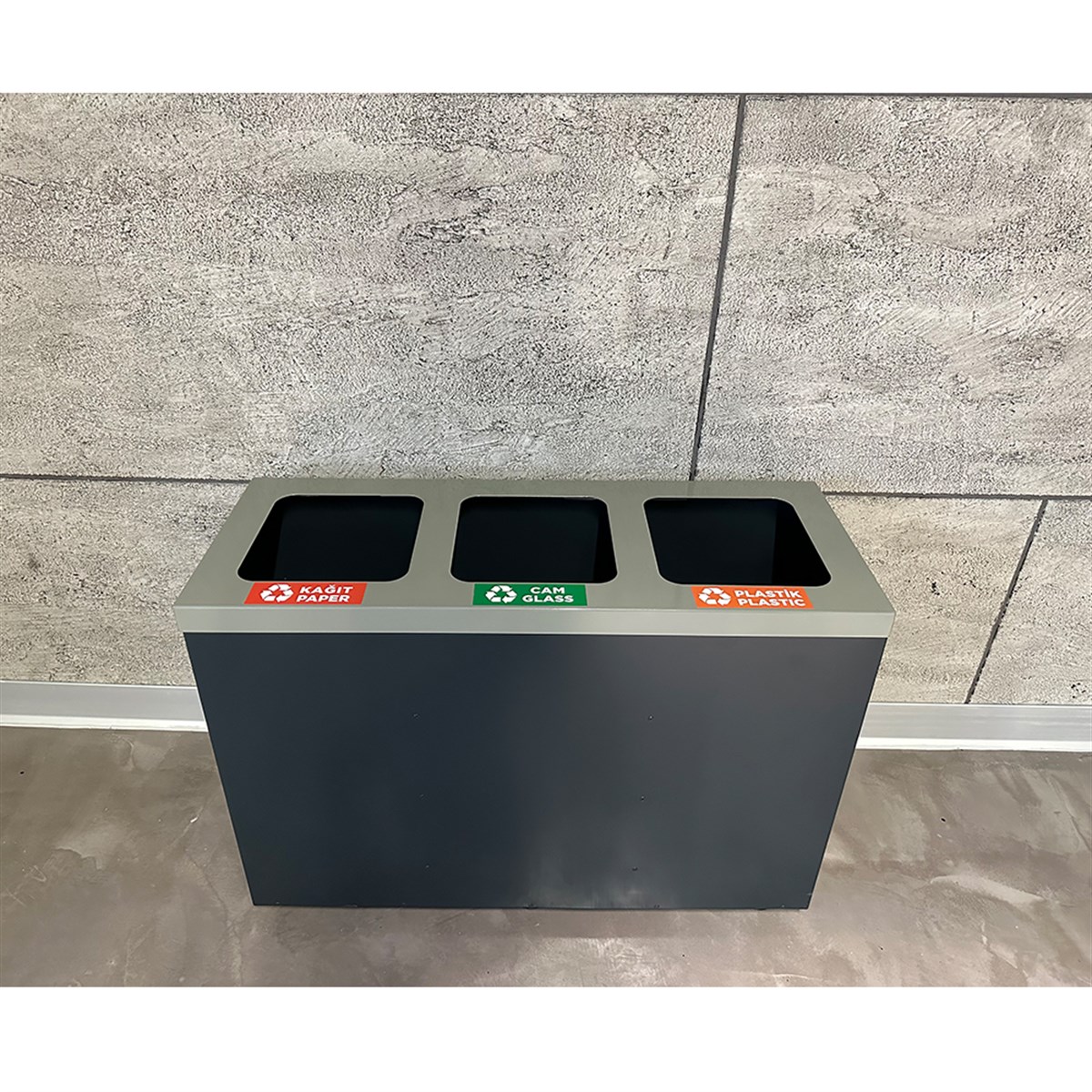 Maxiflow 3 Bölmeli Boyalı Geri Dönüşüm Atık Kovası Dkp Kare Kapak 33817 küçük görsel