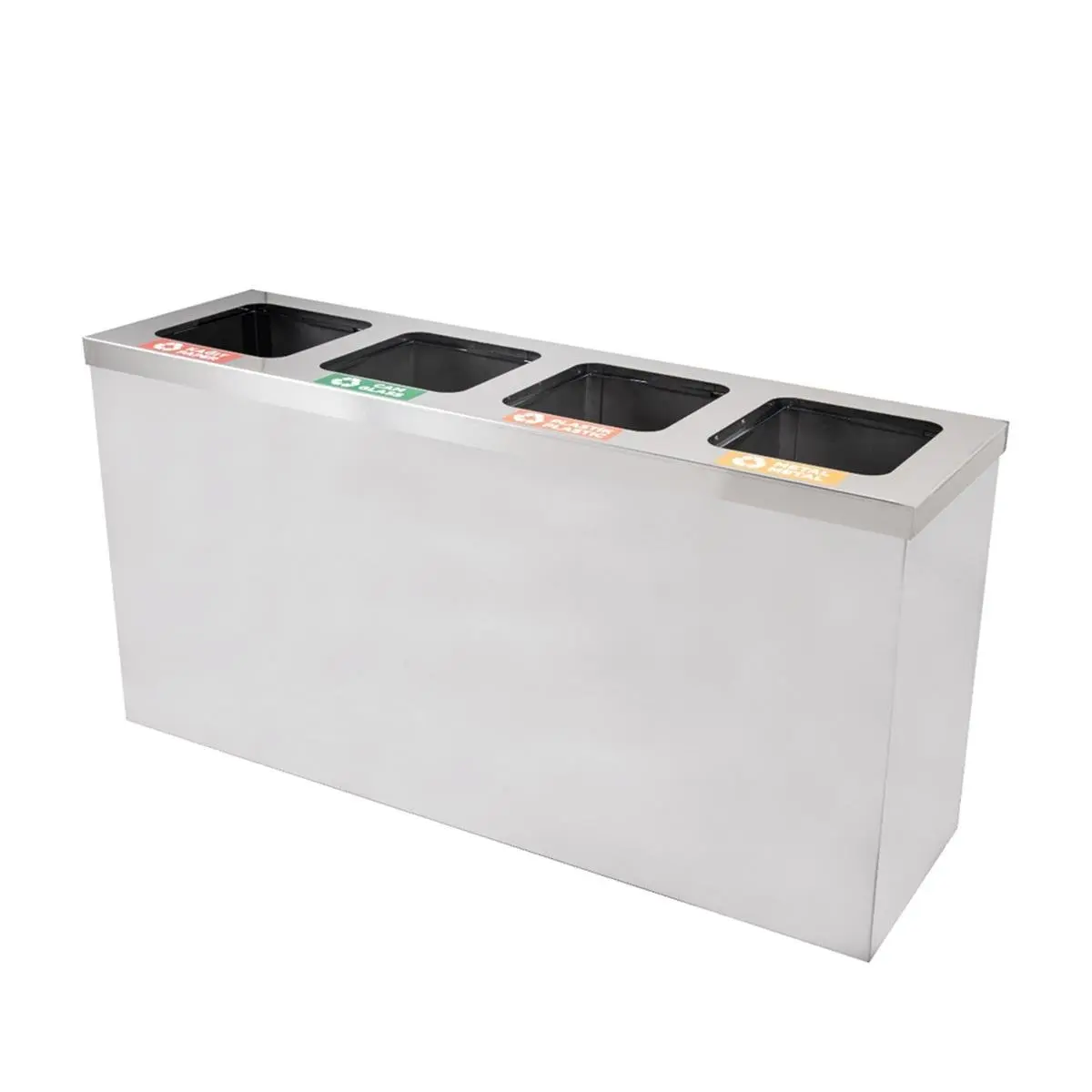 Maxiflow 4 Bölmeli Paslanmaz Geri Dönüşüm Atık Kovası Kare Kapak 32553 görseli