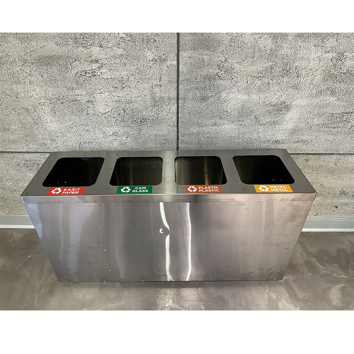 Maxiflow 4 Bölmeli Paslanmaz Geri Dönüşüm Atık Kovası Kare Kapak 32553 küçük görsel