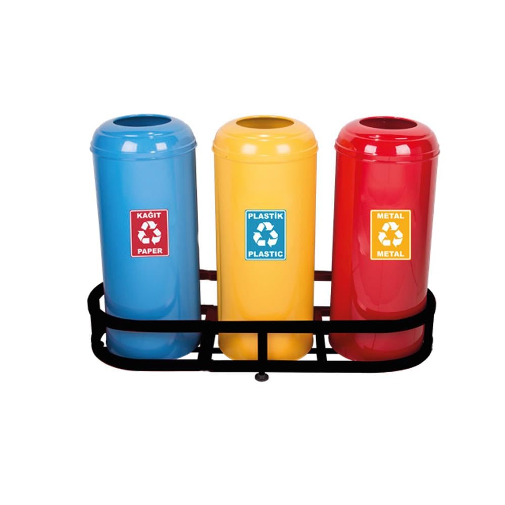 Maxiflow Geri Dönüşüm Atık Kovası Bombe Kapak 3'Lü Boyalı 13338 görseli