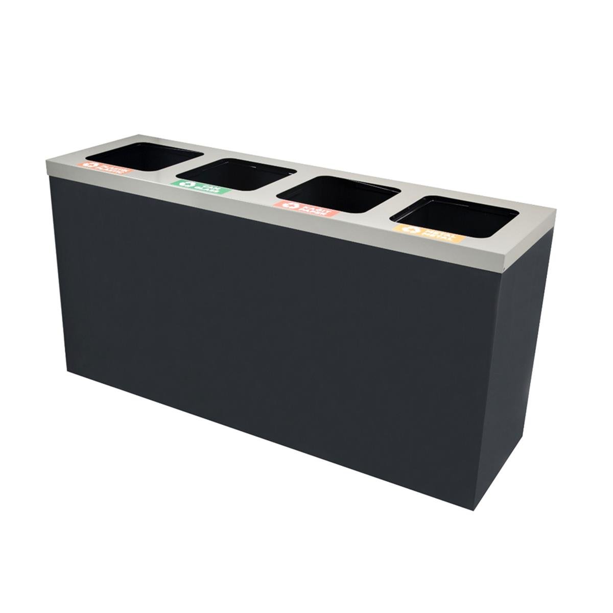 Maxiflow 4 Bölmeli Boyalı Geri Dönüşüm Atık Kovası Kare Kapak 32332 görseli