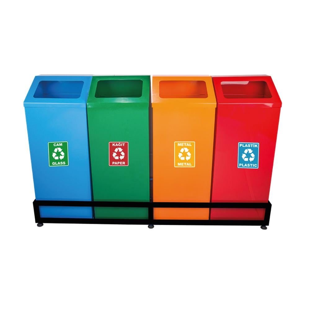 Maxiflow Geri Dünüşüm Atık Kovası Zarf Kapak 4'Lü Boyalı 23443 görseli