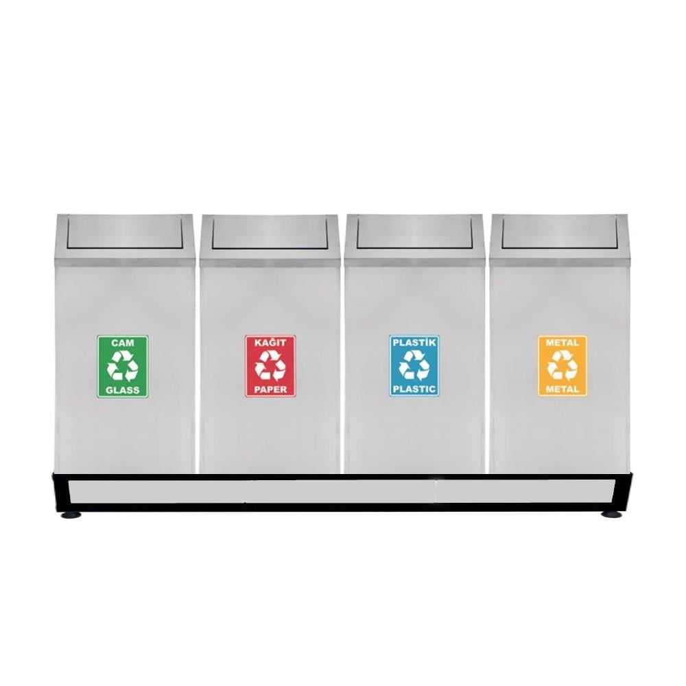 Maxiflow Geri Dünüşüm Atık Kovası Sallanır Kapak 4'Lü Ss430 23439 görseli