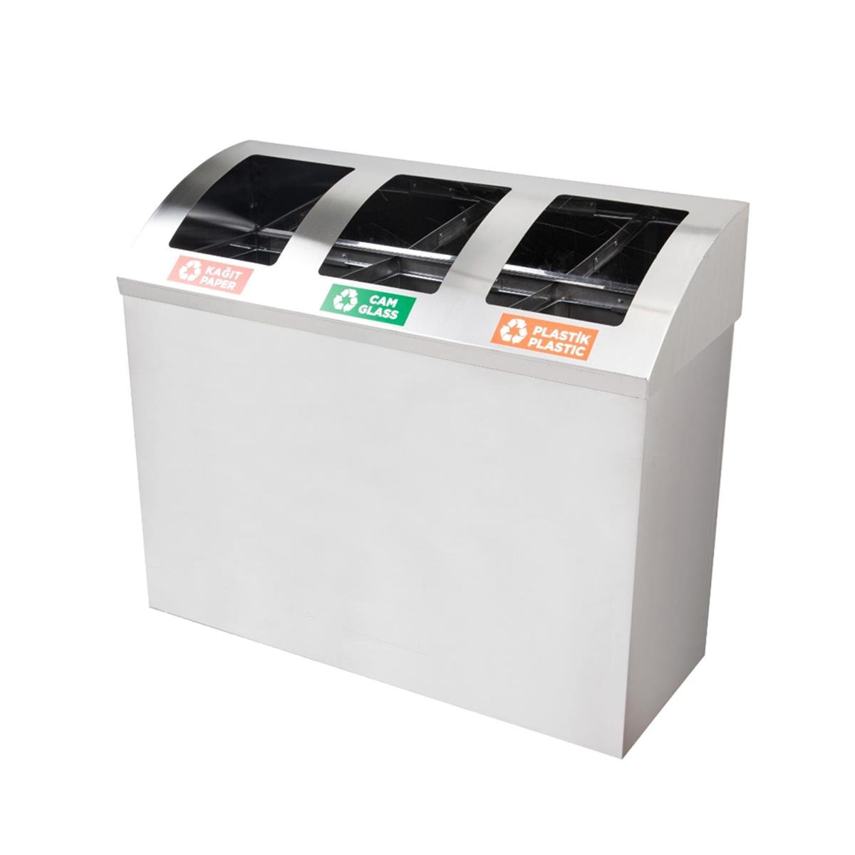 Maxiflow 3 Bölmeli Paslanmaz Geri Dönüşüm Atık Kovası Oval Kapak 32550 görseli