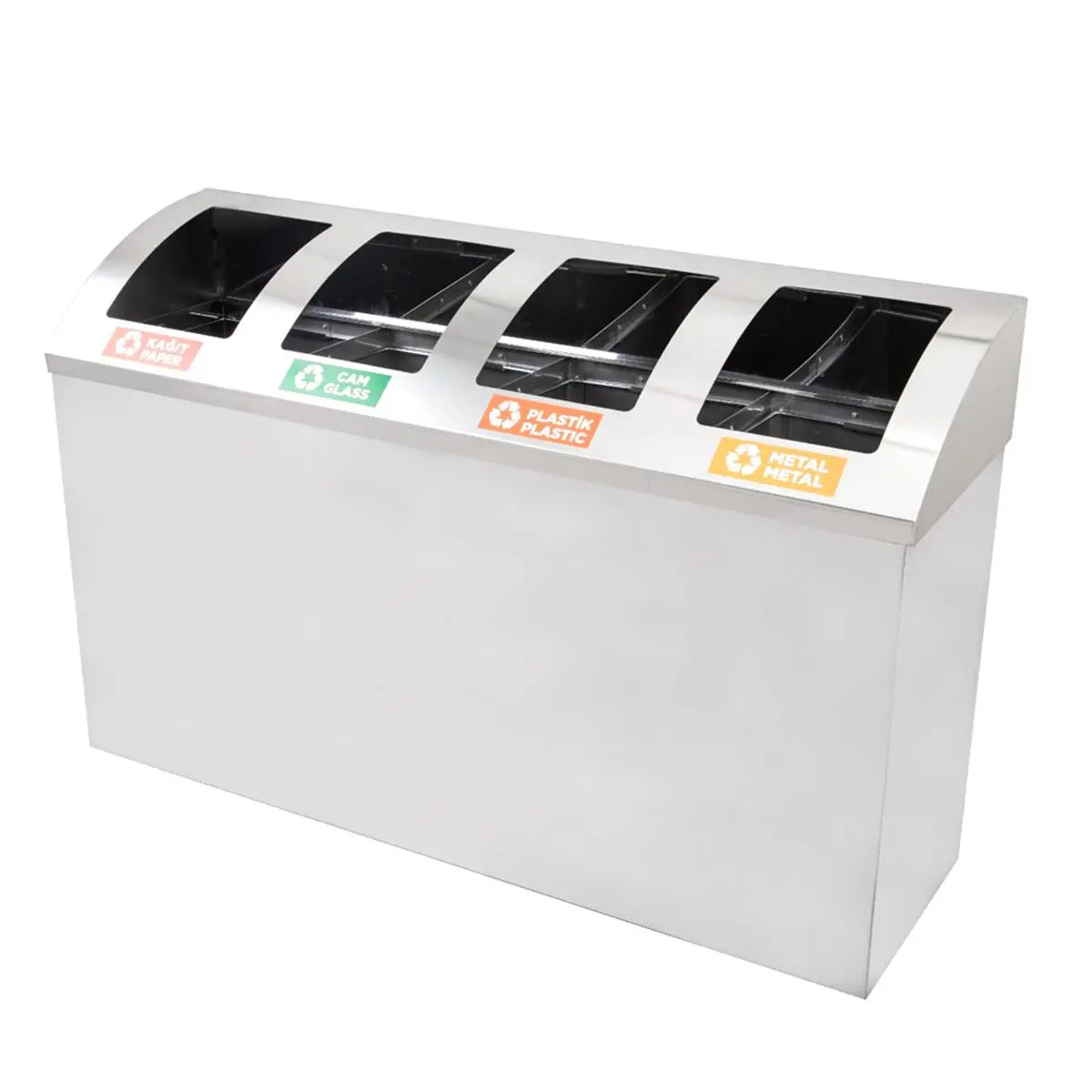 Maxiflow 4 Bölmeli Paslanmaz Geri Dönüşüm Atık Kovası Oval Kapak 32551 görseli