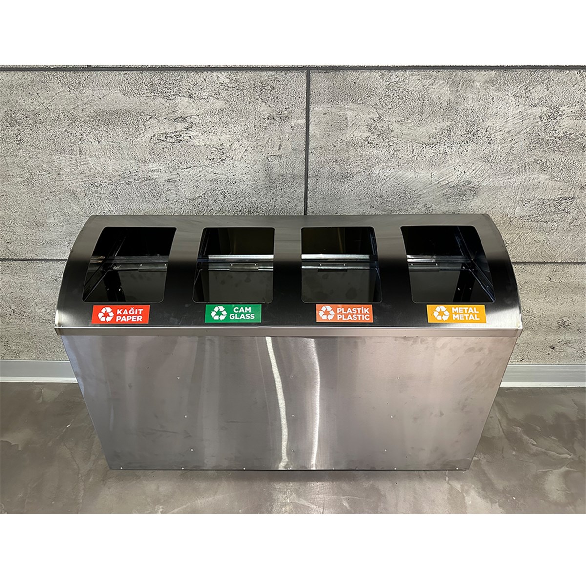 Maxiflow 4 Bölmeli Paslanmaz Geri Dönüşüm Atık Kovası Oval Kapak 32551 küçük görsel