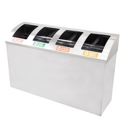 Maxiflow 4 Bölmeli Paslanmaz Geri Dönüşüm Atık Kovası Oval Kapak 32551 küçük görsel