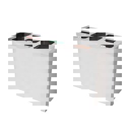 Maxiflow 3 Bölmeli Paslanmaz Geri Dönüşüm Atık Kovası Kare Kapak 32552 küçük görsel