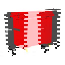 660 Lt Tekerlekli Çöp Konteyner Kırmızı CTK-6601 küçük görsel