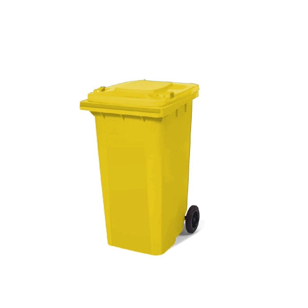120 Lt Tekerlekli Çöp Konteyner Sarı Ctk-3003 görseli
