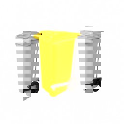 120 Lt Tekerlekli Çöp Konteyner Pedallı Sarı Ctk-3006 küçük görsel