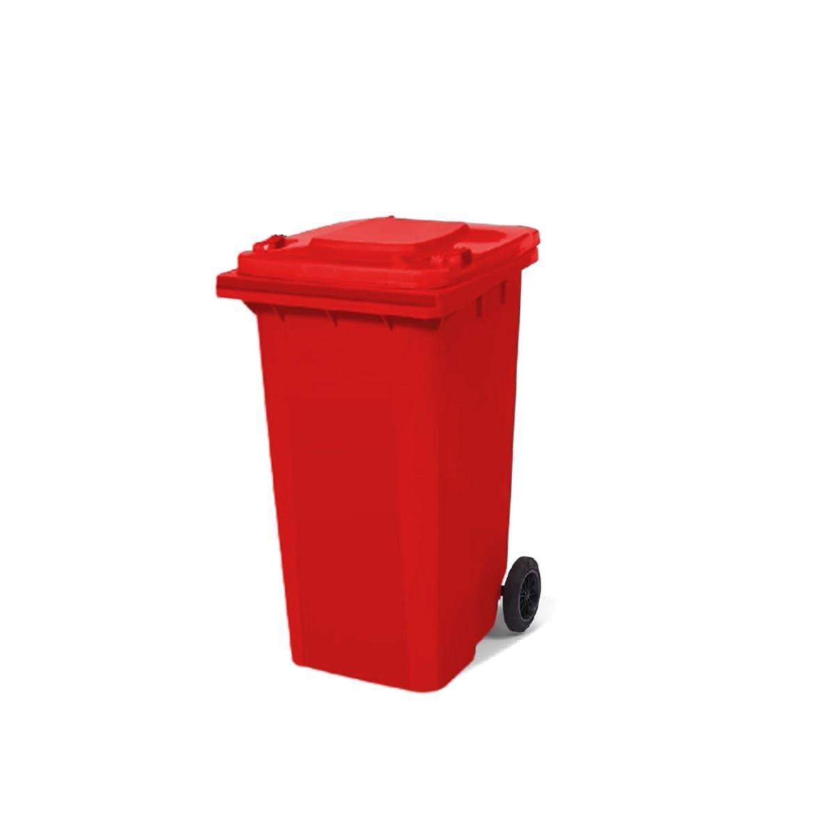 120 Lt Tekerlekli Çöp Konteyner Kırmızı Ctk-3003 görseli