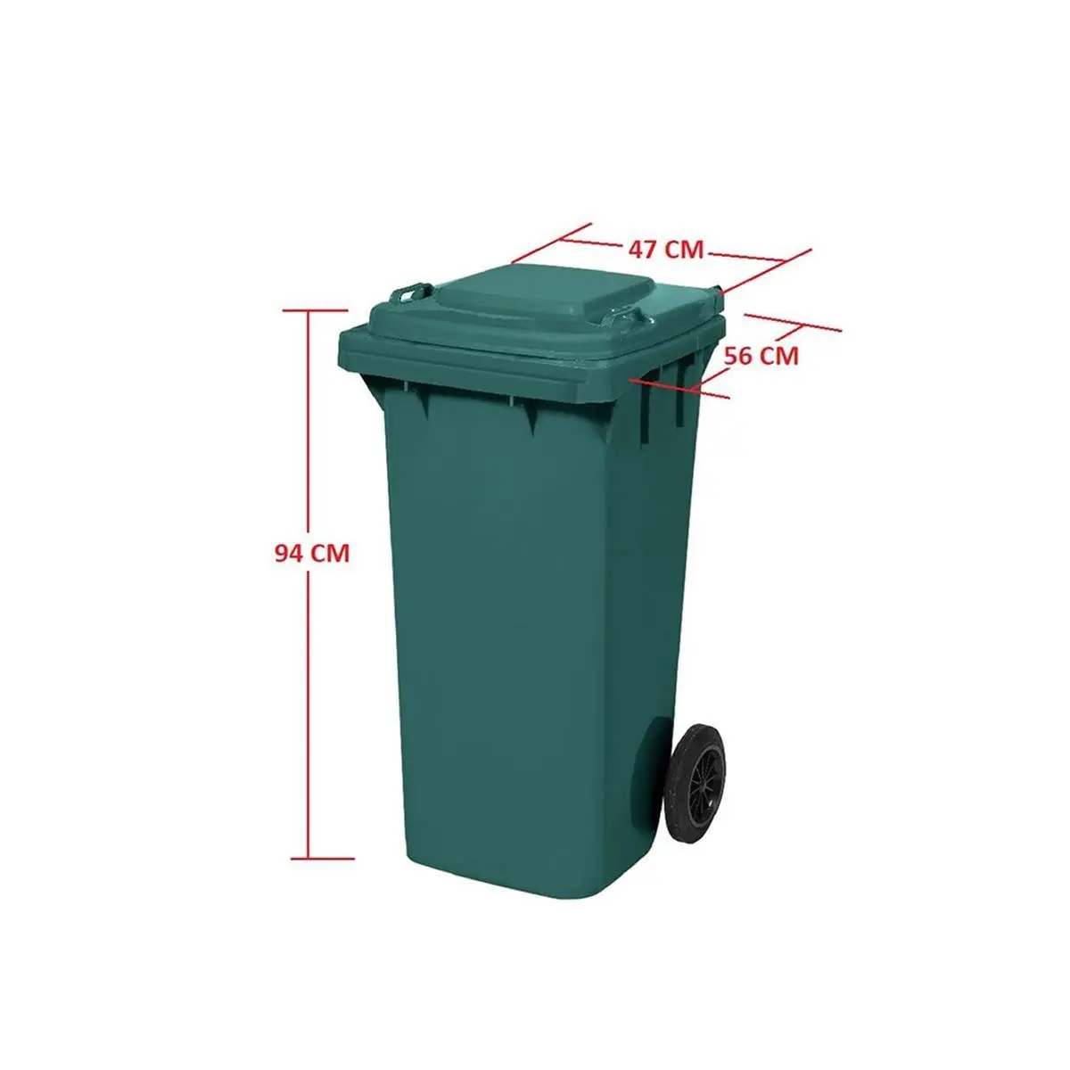 120 Lt Tekerlekli Çöp Konteyner Kırmızı Ctk-3003 küçük görsel