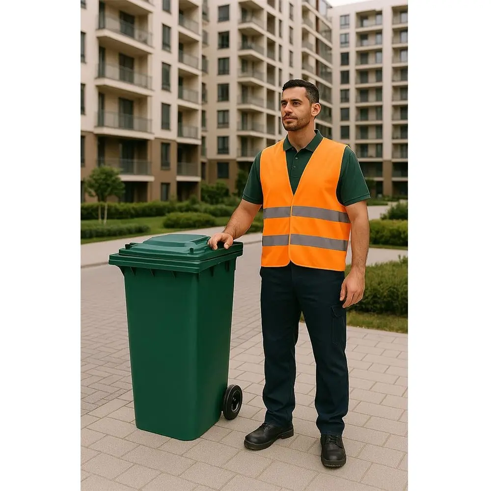 240 Lt Tekerlekli Çöp Konteyner Yeşil Ctk-3001 küçük görsel