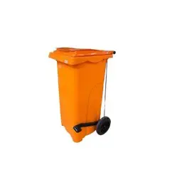 120 Lt Tekerlekli Çöp Konteyner Pedallı Turuncu Ctk-3006 küçük görsel
