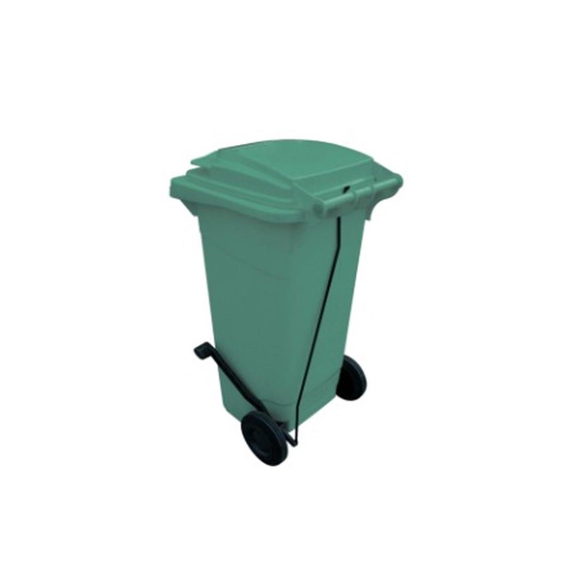 120 Lt Tekerlekli Çöp Konteyner Pedallı Yeşil CTK-3005 görseli