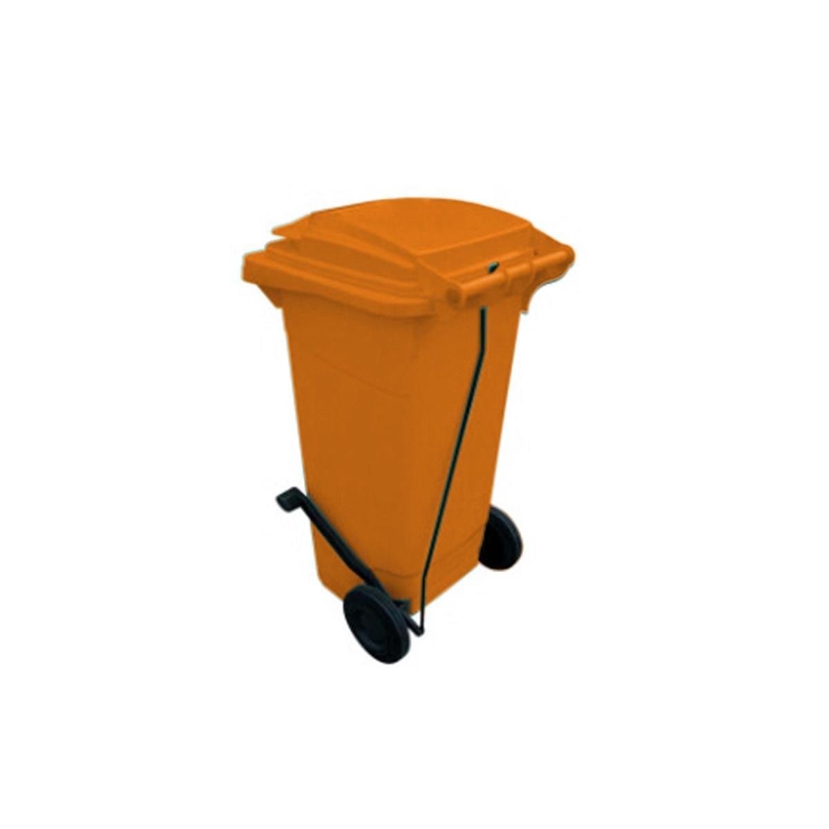 240 Lt Tekerlekli Çöp Konteyner Pedallı Turuncu Ctk-3008 görseli