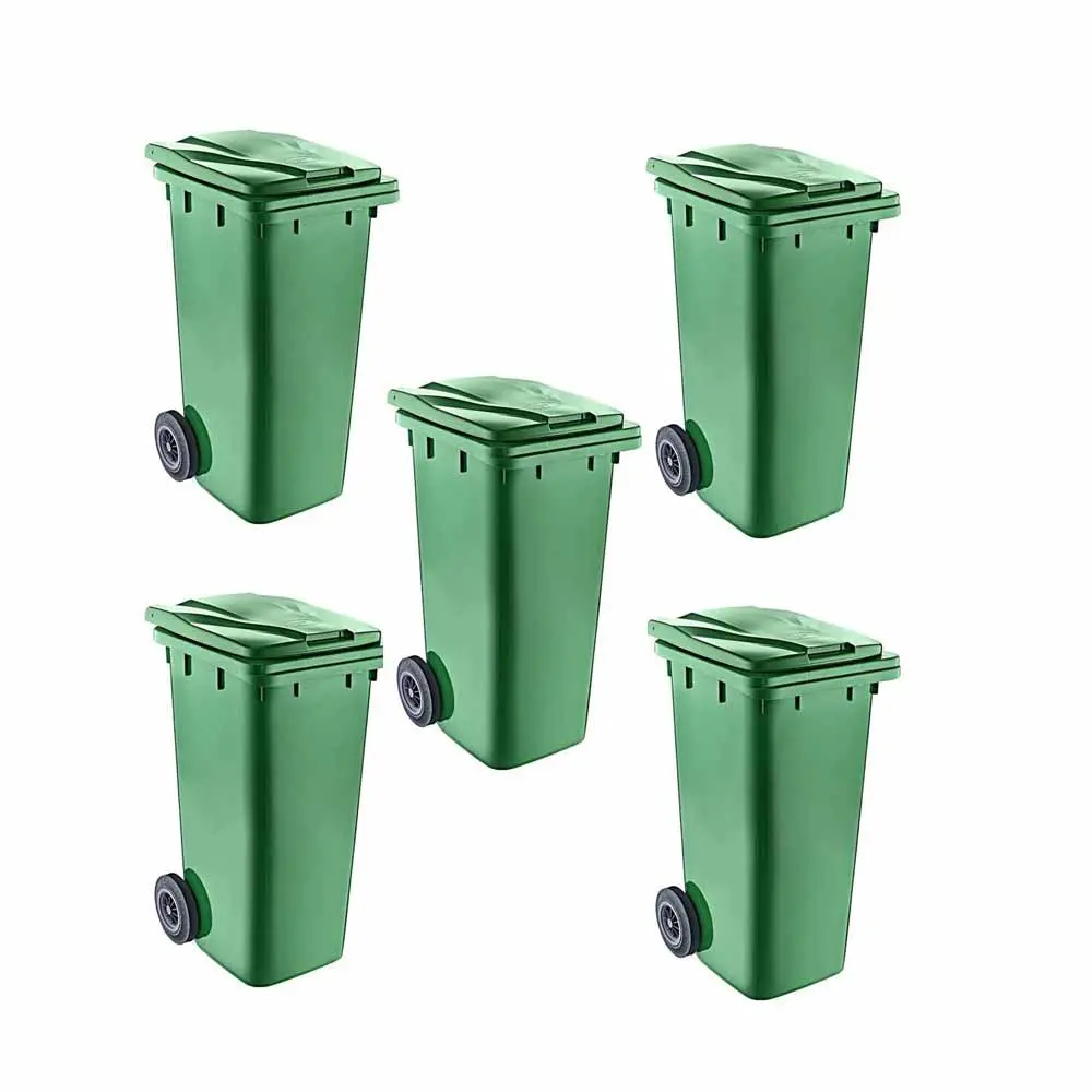 120 Lt Tekerlekli Çöp Konteyner Yeşil 5'Li Set görseli