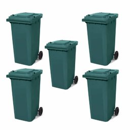 240 Lt Tekerlekli Çöp Konteyner Yeşil 5'Li Set küçük görsel
