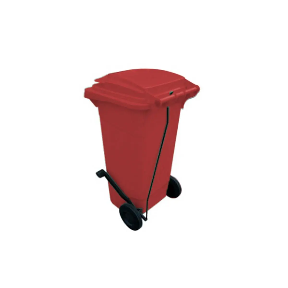 120 Lt Tekerlekli Çöp Konteyner Pedallı Kırmızı Ctk-3006 görseli