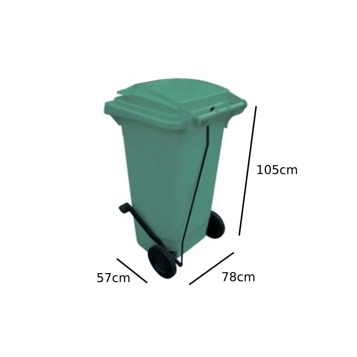 240 Lt Tekerlekli Çöp Konteyner Pedallı Kırmızı Ctk-3008 görseli