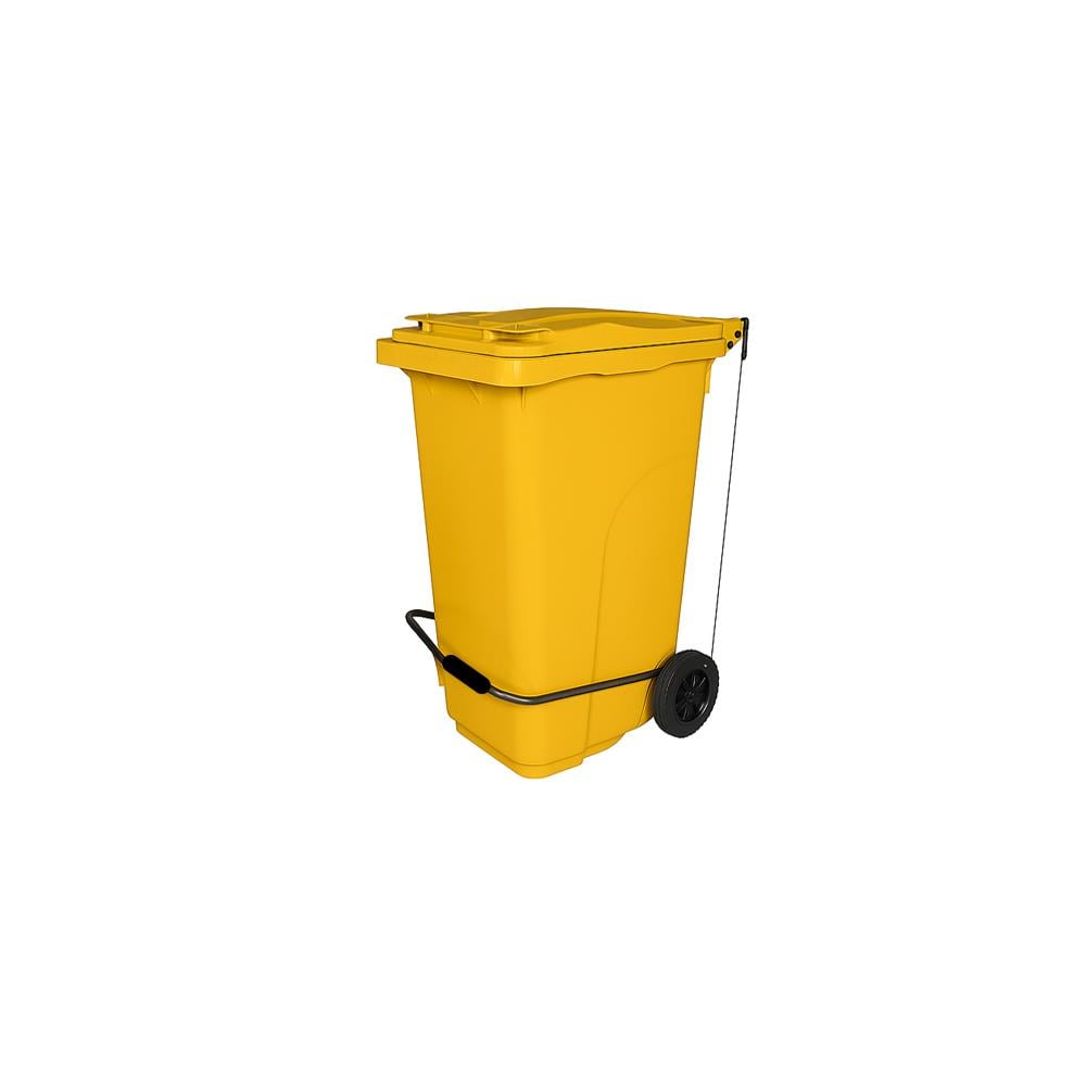 240 Lt Tekerlekli Çöp Konteyner Pedallı Sarı Ctk-3008 görseli