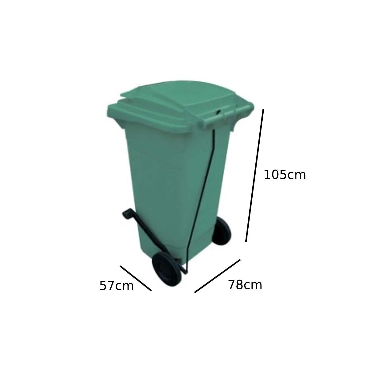 240 Lt Tekerlekli Çöp Konteyner Pedallı Yeşil Ctk-3007 küçük görsel