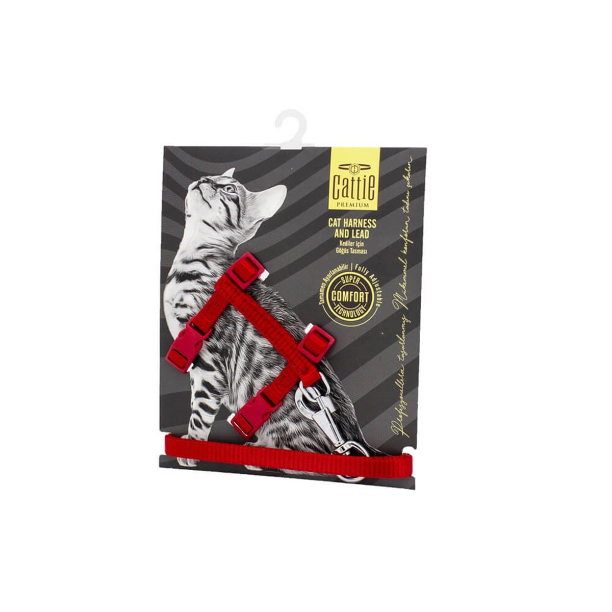 Cattie Kedi Göğüs ve Gezdirme Takımı Kırmızı 1x25-40Cm KTRED görseli