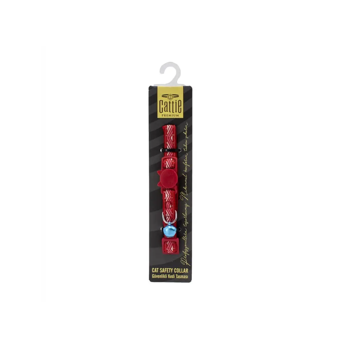 Cattie Desenli Kedi Boyun Tasması Kırmızı 1x15-25Cm EKBTRED görseli