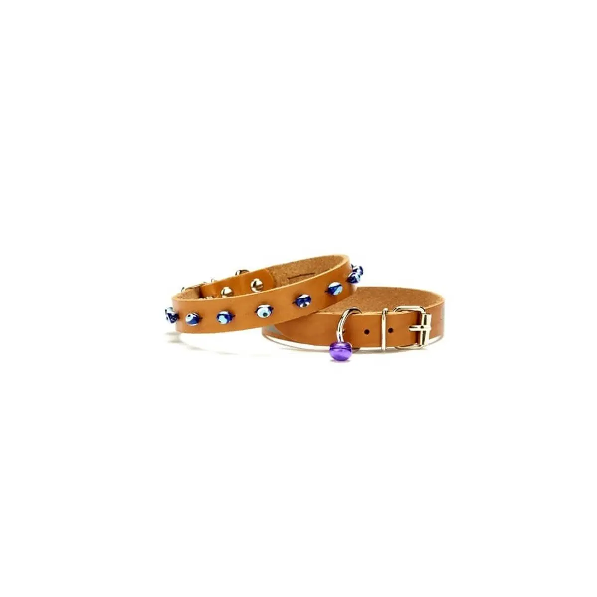 Cattie Boncuklu Deri Kedi Boyun Tasması Camel 1,5x31-35Cm BKT18XXLCAMEL görseli