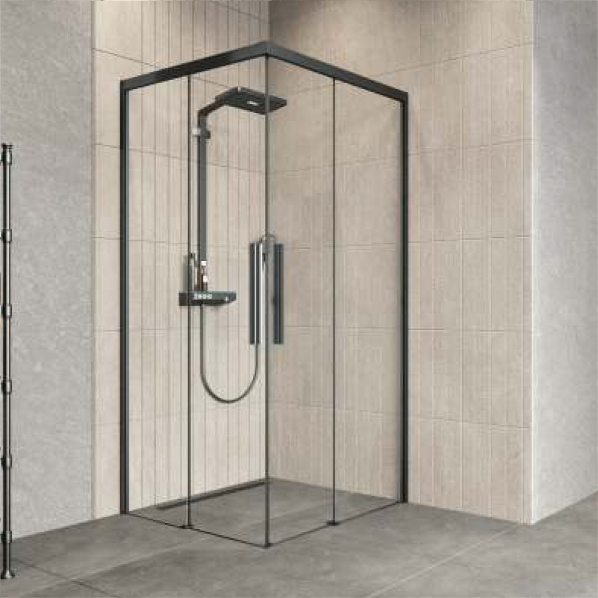 Aquanil Clase 6mm Kare Parlak Eloksal Şeffaf Cam Duşakabin 90x90cm küçük görsel