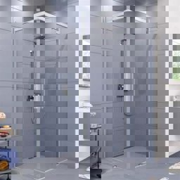 Aquanil Clase 6mm Kare Parlak Eloksal Şeffaf Cam Duşakabin 90x90cm küçük görsel