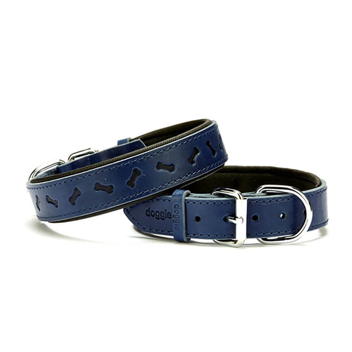 Doggie Konfor Deri Kemik Desenli Köpek Boyun Tasması Mavi 3x42-50Cm SBT3035MROYALBLUE görseli