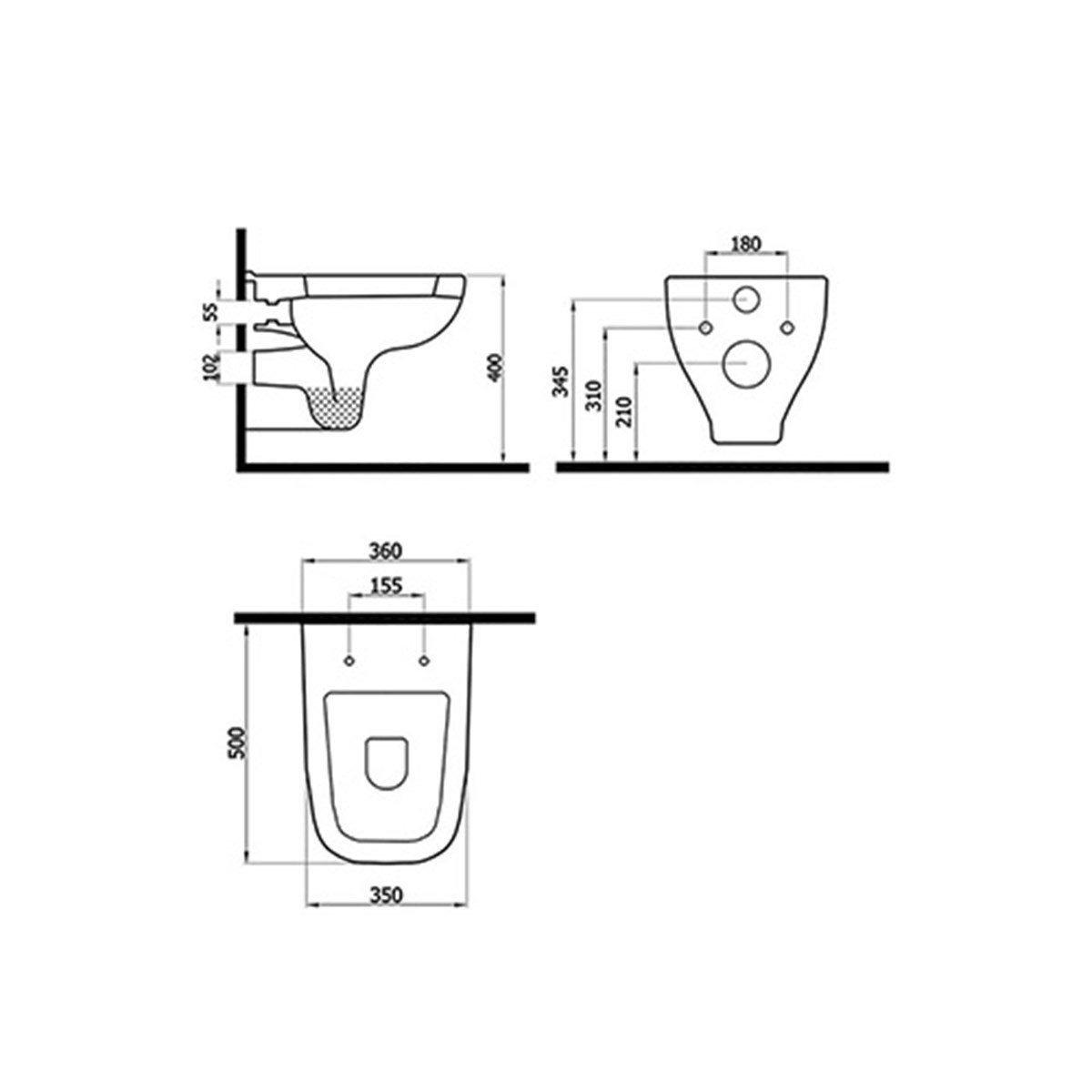 Newarc Energy Asma Klozet Kanalsız 2823 35x50 cm + Energy Pp Kapak 7804 küçük görsel