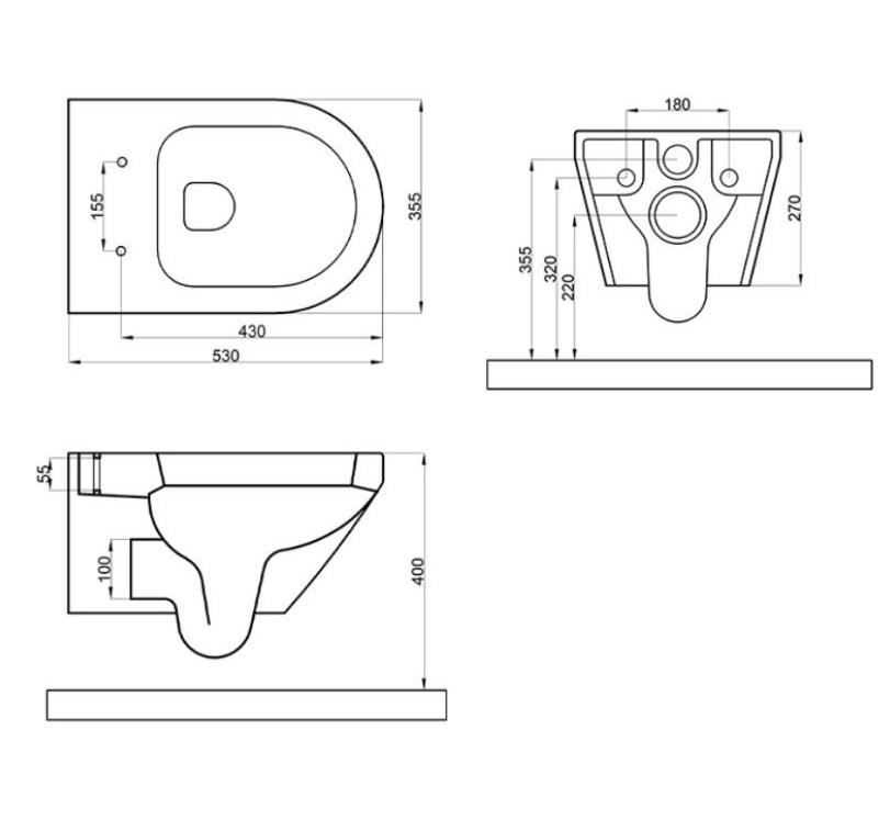 Newarc Nero Rimless Asma Klozet + Kapak 3826 küçük görsel