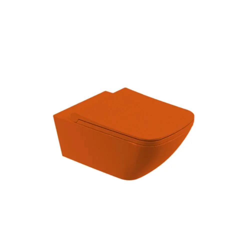 Newarc Life Rimless Asma Klozet Parlak Turuncu 5826O + Life Duroplast Turuncu Kapak 7600O görseli
