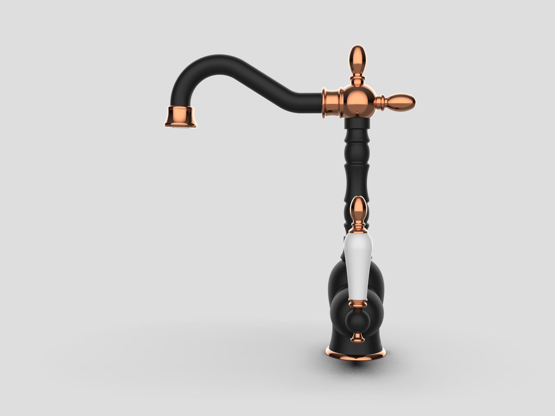 GPD Retro Tek Gövde Lavabo Bataryası siyah-rose Gold Mtl180-s-r küçük görsel