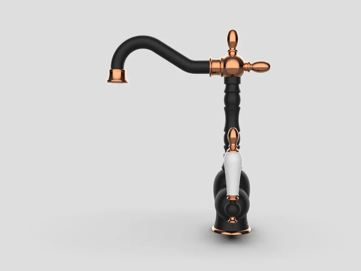 GPD Retro Tek Gövde Lavabo Bataryası siyah-rose Gold Mtl180-s-r küçük görsel
