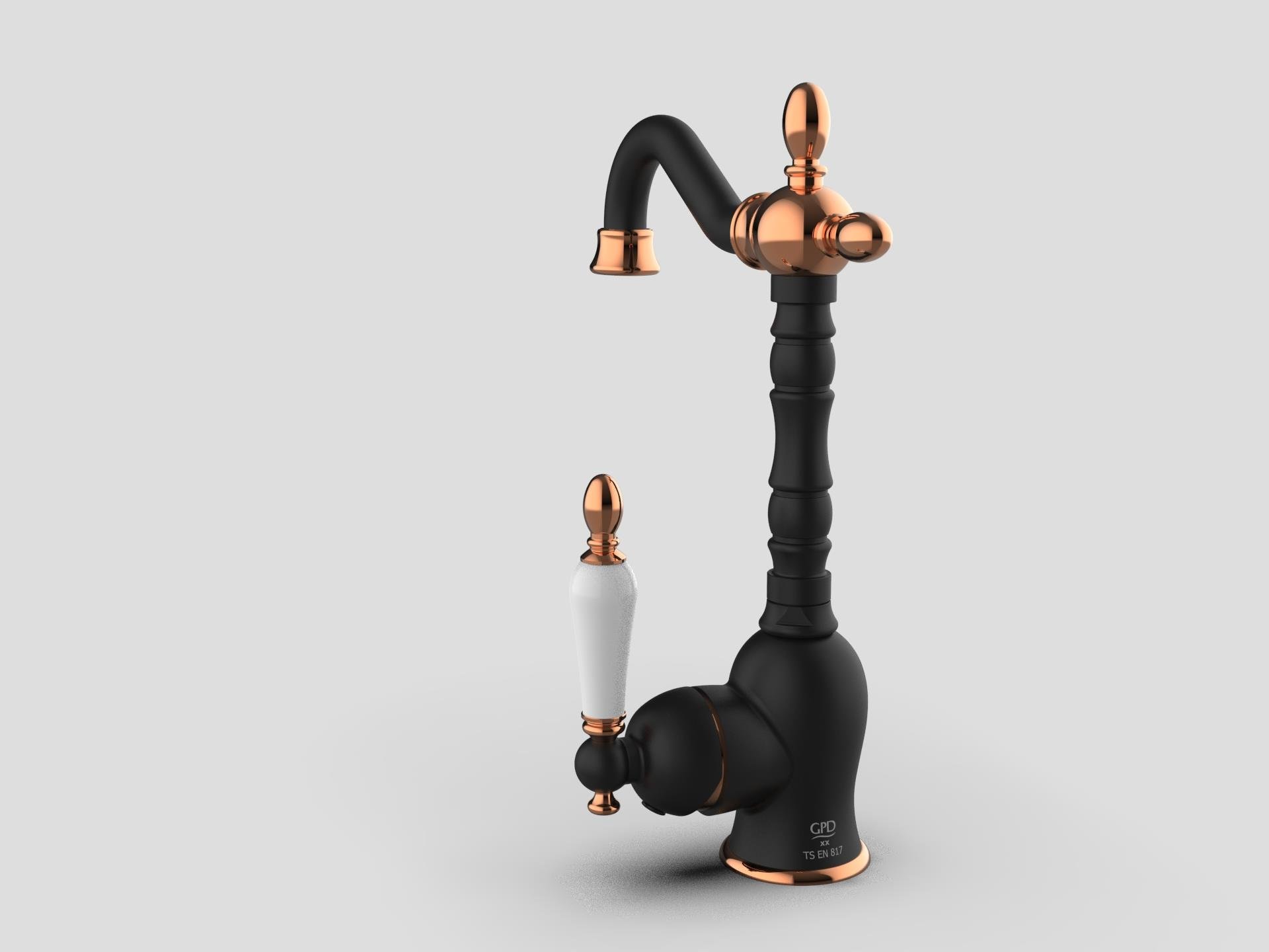 GPD Retro Tek Gövde Lavabo Bataryası siyah-rose Gold Mtl180-s-r küçük görsel