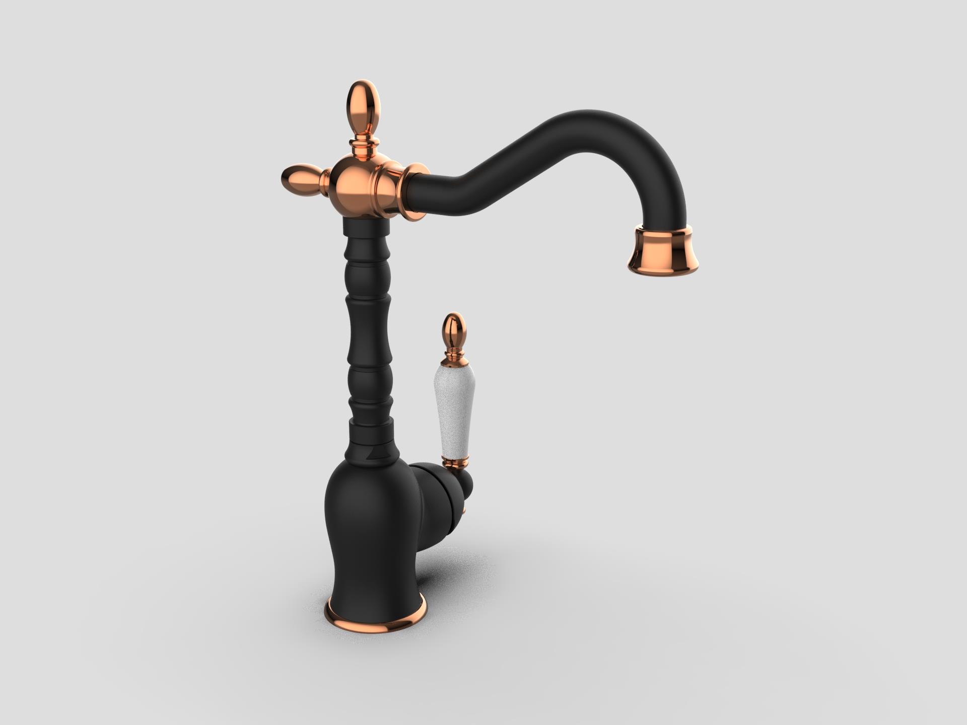 GPD Retro Tek Gövde Lavabo Bataryası siyah-rose Gold Mtl180-s-r küçük görsel