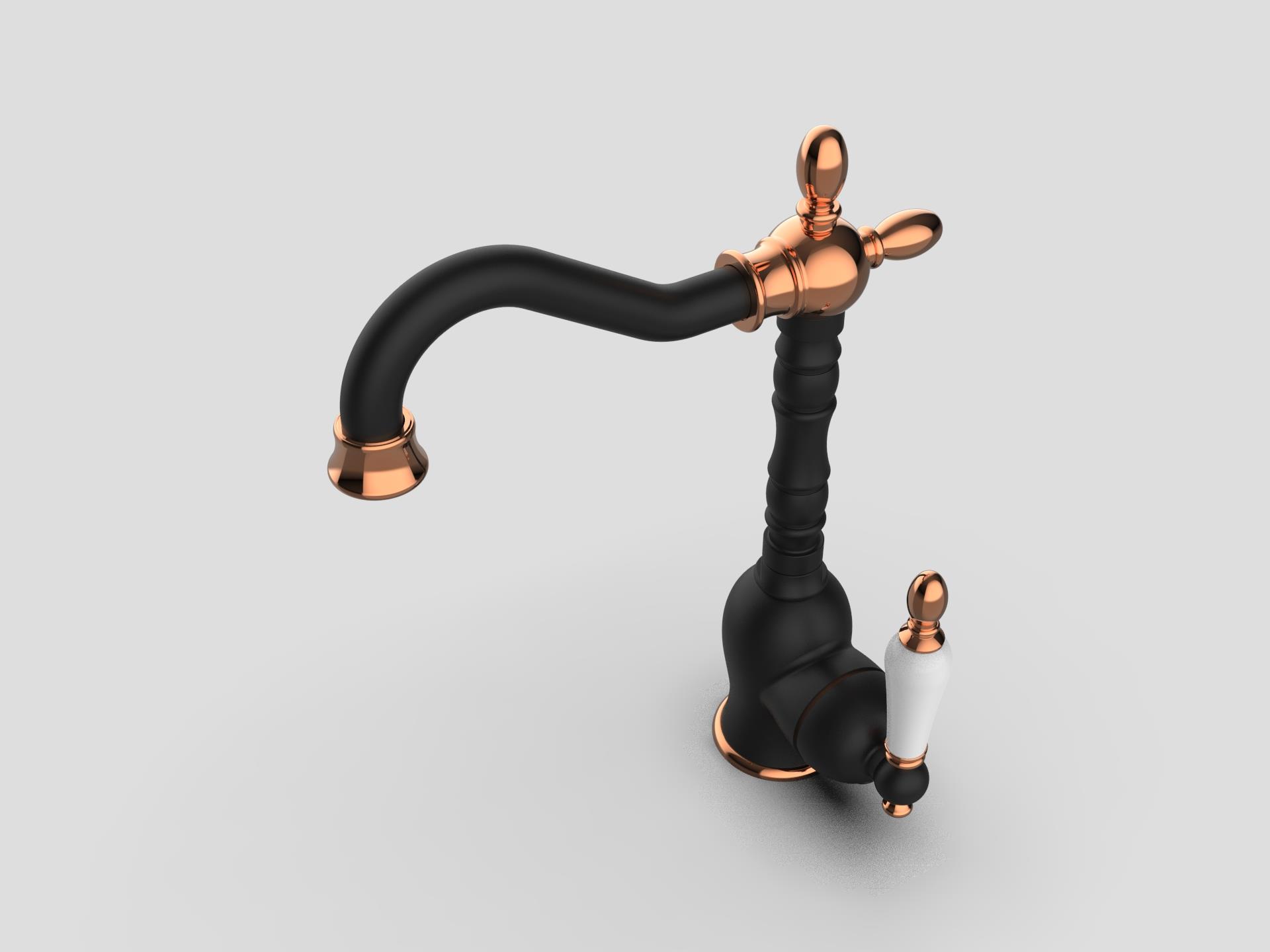 GPD Retro Tek Gövde Lavabo Bataryası siyah-rose Gold Mtl180-s-r küçük görsel