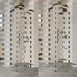 Aquanil Gama 6mm Dikdörtgen Siyah Eloksal Şeffaf Cam Duşakabin 80x120cm görseli