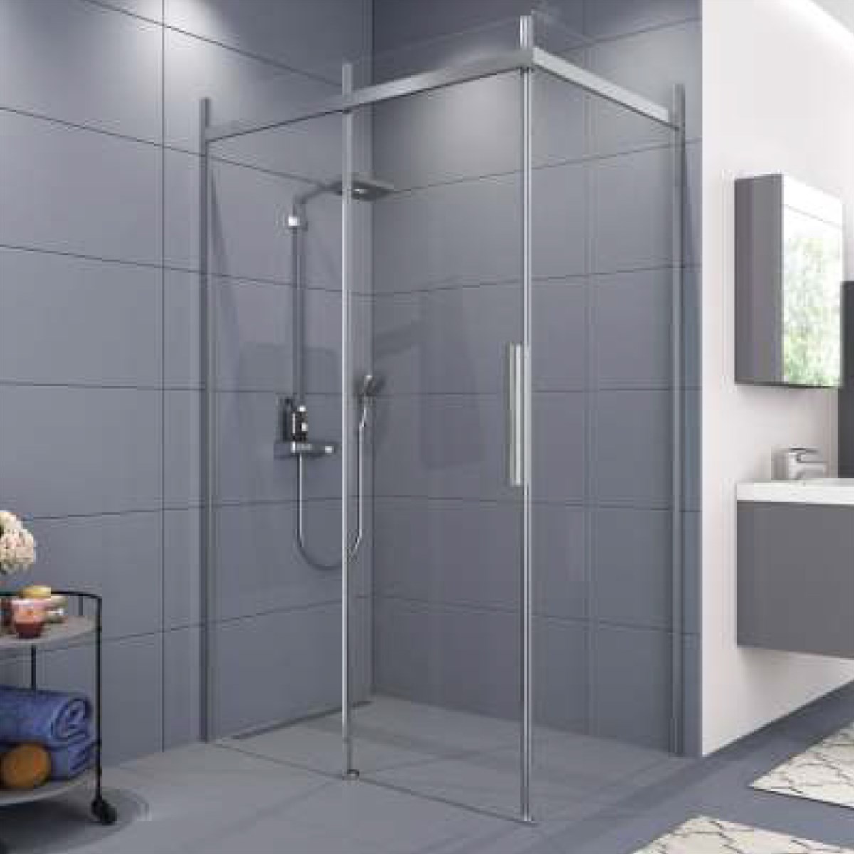 Aquanil Gama 6mm Dikdörtgen Siyah Eloksal Şeffaf Cam Duşakabin 80x120cm küçük görsel