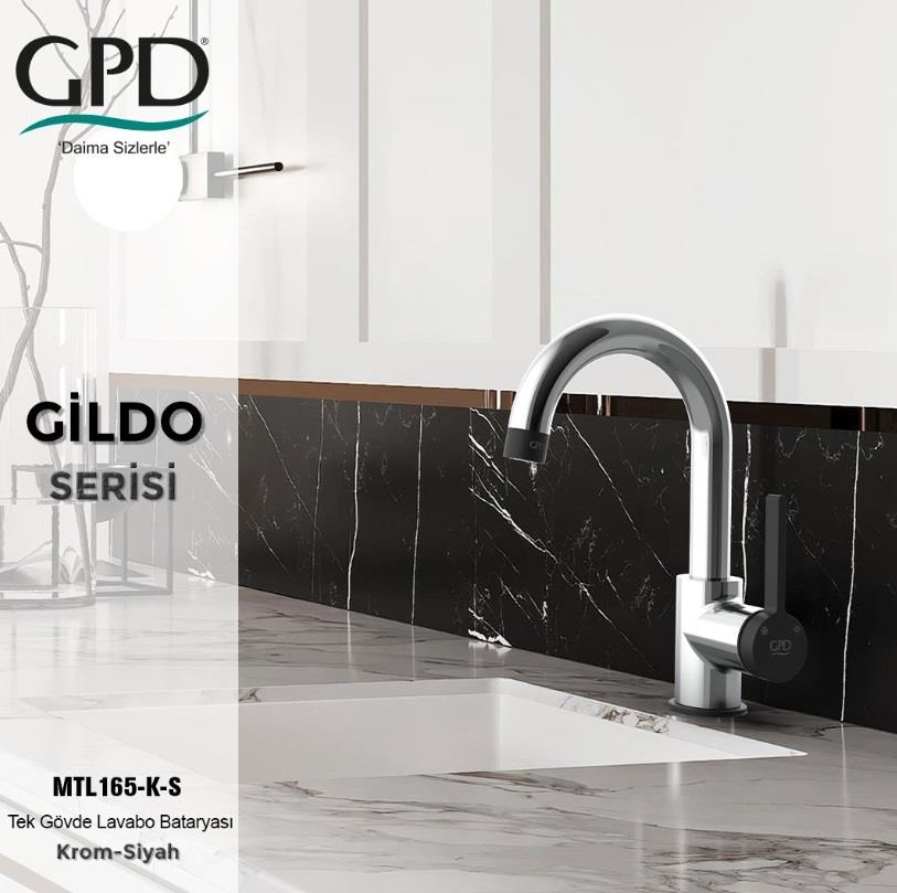GPD Gildo Tek Gövde Lavabo Bataryası Krom-siyah Mtl165-k-s küçük görsel