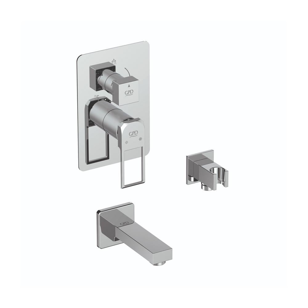 Gpd Quadro Ankastre Banyo Bataryası (3 Yollu Yönlendirici Ve Duş Çıkışı İle) Krom Mca191 görseli