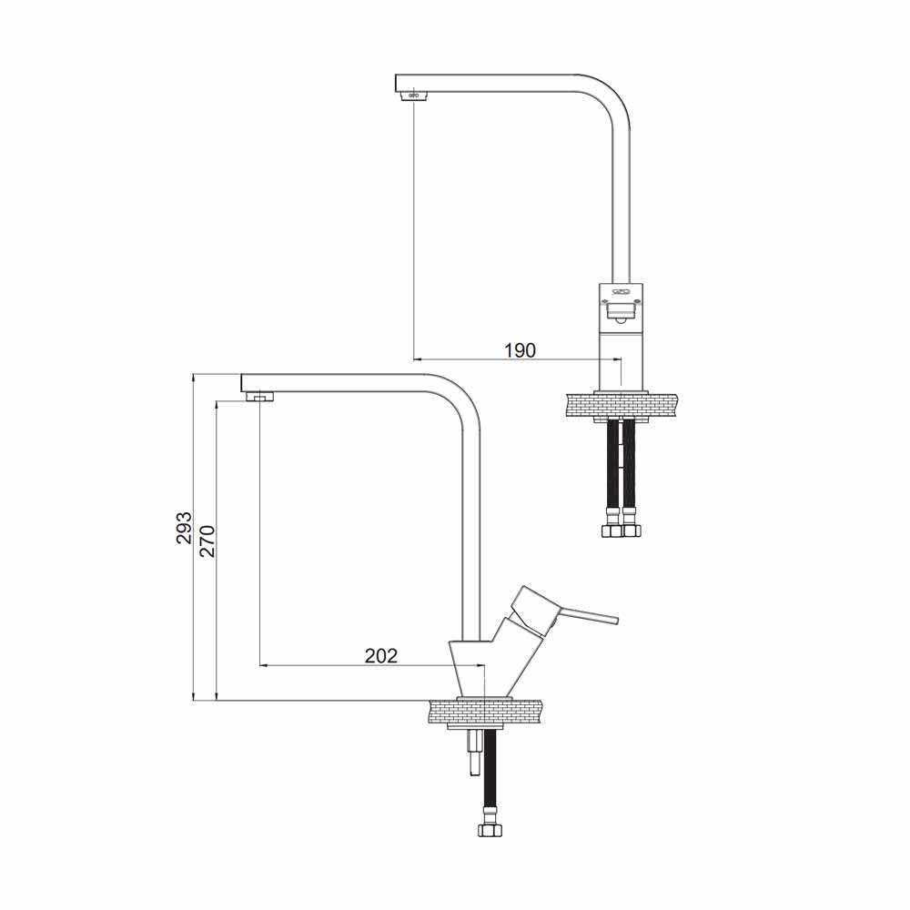 Gpd Tulio Tek Gövde Eviye Bataryası Siyah Mte135-S küçük görsel