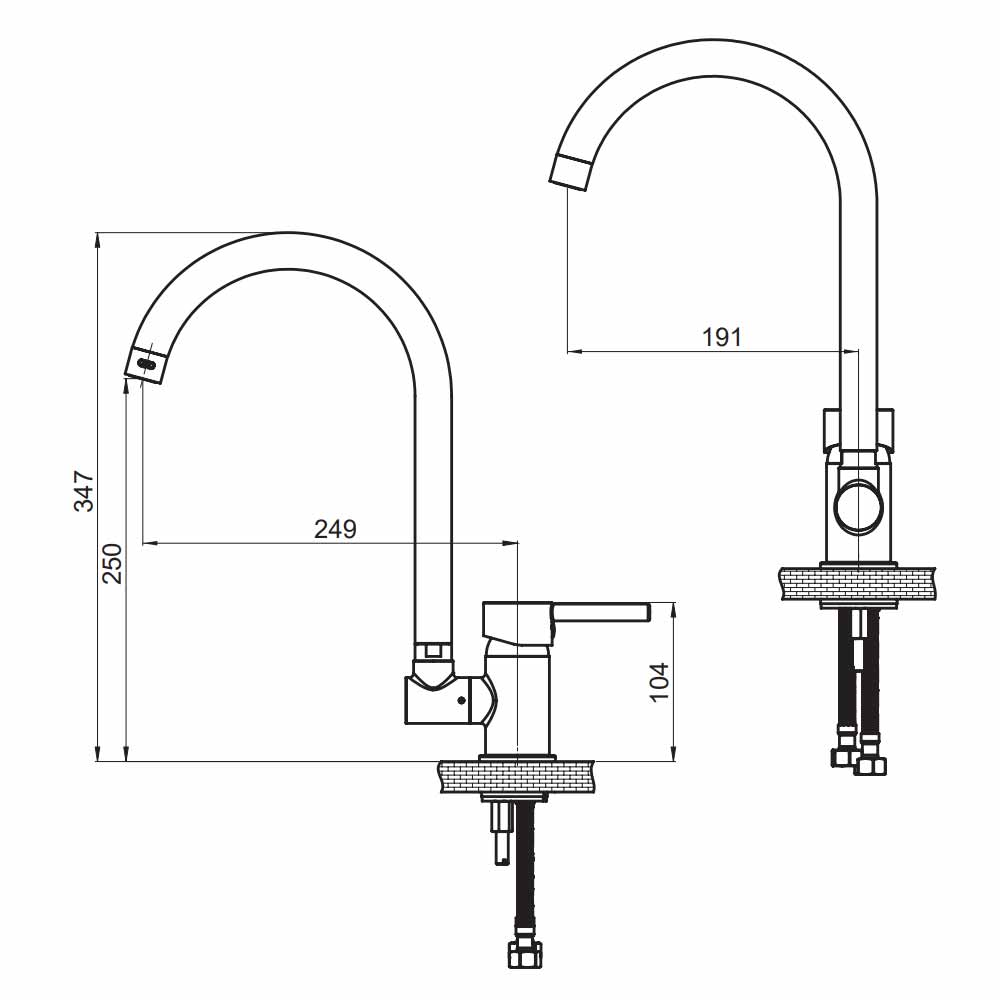 Gpd Espina Pencere Önü Eviye Bataryası Siyah Mpn70-S küçük görsel