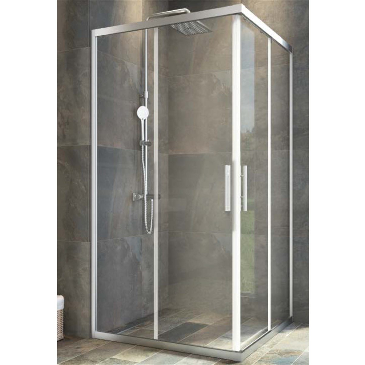 Aquanil Sparta 6mm Kare Siyah Eloksal Şeffaf Cam Duşakabin 70x70cm küçük görsel